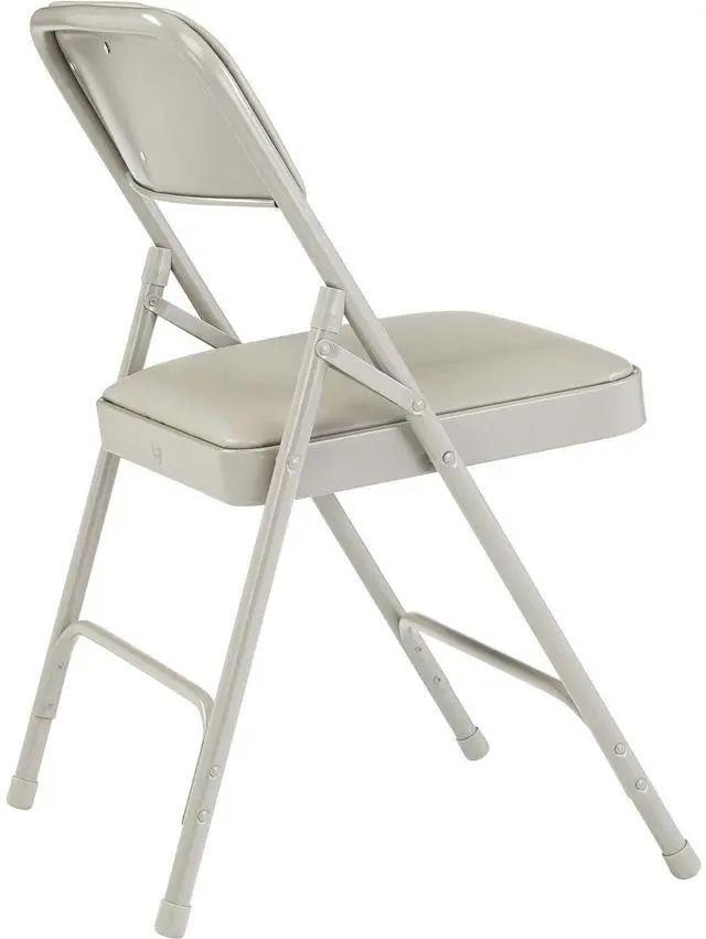 Alt view image 4 of 8 - NPS 1202 Premium Vinyl Dual-Hinge Folding Chair - Supports Up to 500lb - 17.75" Seat Height - Warm Gray - 4/Carton