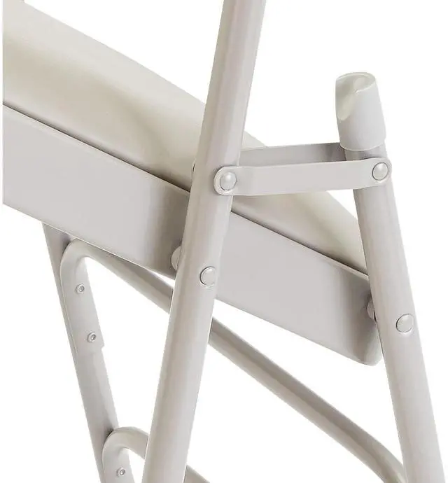 Alt view image 6 of 8 - NPS 1202 Premium Vinyl Dual-Hinge Folding Chair - Supports Up to 500lb - 17.75" Seat Height - Warm Gray - 4/Carton