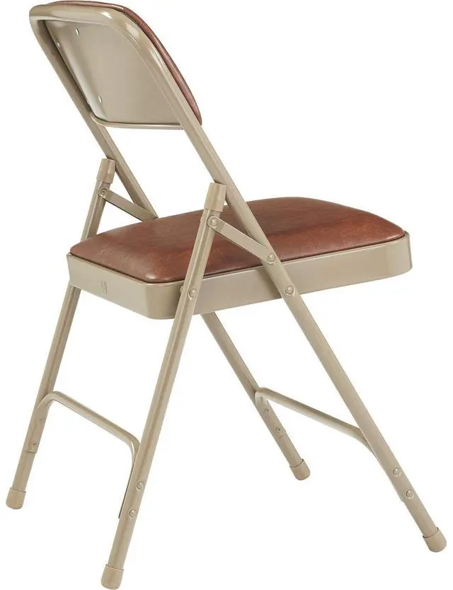 Alt view image 6 of 10 - NPS 1203  Vinyl Dual-Hinge Folding Chair - Supports Up to 500 lb - Honey Brown Seat - Honey Brown Back, Beige Base - 4/Carton