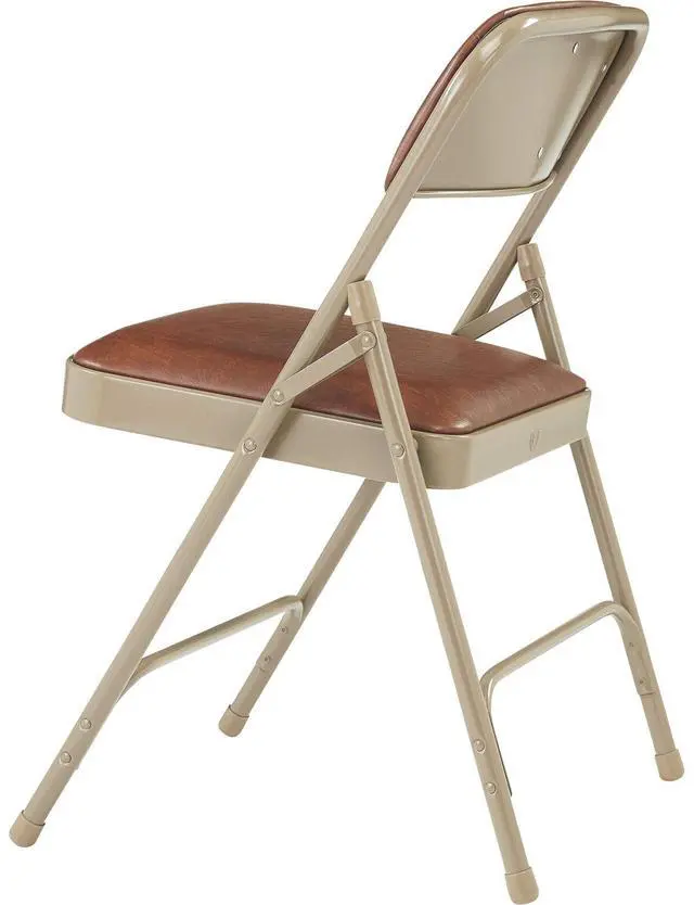 Alt view image 7 of 10 - NPS 1203  Vinyl Dual-Hinge Folding Chair - Supports Up to 500 lb - Honey Brown Seat - Honey Brown Back, Beige Base - 4/Carton