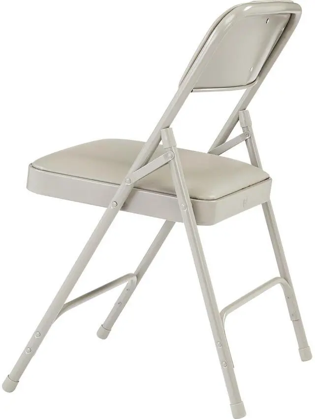 Alt view image 5 of 8 - NPS 1202 Premium Vinyl Dual-Hinge Folding Chair - Supports Up to 500lb - 17.75" Seat Height - Warm Gray - 4/Carton