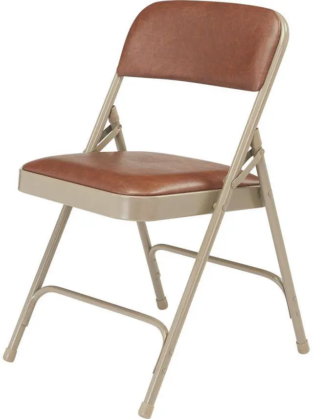 Alt view image 5 of 10 - NPS 1203  Vinyl Dual-Hinge Folding Chair - Supports Up to 500 lb - Honey Brown Seat - Honey Brown Back, Beige Base - 4/Carton