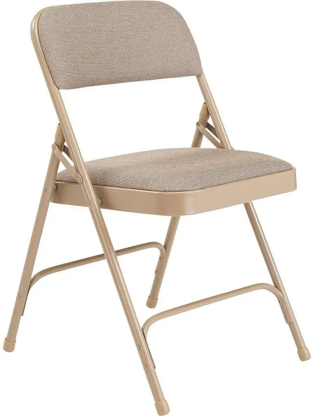 Alt view image 4 of 10 - NPS 2201 Deluxe Fabric Upholstered Dual-Hinge Premium Folding Chair - Supports Up to 500 lb - Cafe Beige - 4/Carton