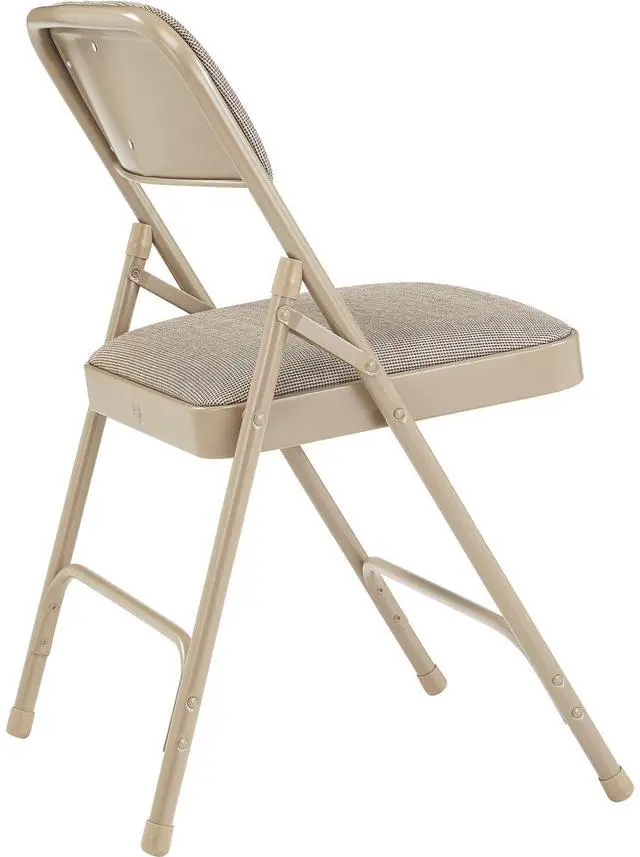 Alt view image 6 of 10 - NPS 2201 Deluxe Fabric Upholstered Dual-Hinge Premium Folding Chair - Supports Up to 500 lb - Cafe Beige - 4/Carton