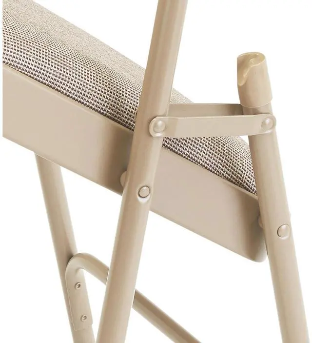 Alt view image 8 of 10 - NPS 2201 Deluxe Fabric Upholstered Dual-Hinge Premium Folding Chair - Supports Up to 500 lb - Cafe Beige - 4/Carton