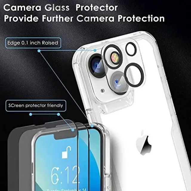 Alt view image 3 of 6 - Designed For Iphone 13 Case,With 2 X Tempered Glass Screen Protector&Camera Lens Protector For Iphone 13 Cover Hard Pc+Soft Tpu Shockproof Transparent Non-Slip Case For Iphone 13 6.1" Clear