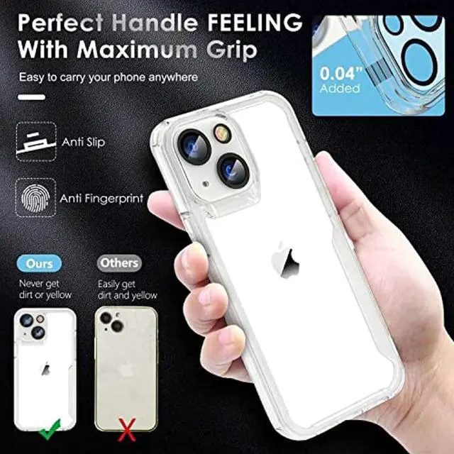 Alt view image 5 of 6 - Designed For Iphone 13 Case,With 2 X Tempered Glass Screen Protector&Camera Lens Protector For Iphone 13 Cover Hard Pc+Soft Tpu Shockproof Transparent Non-Slip Case For Iphone 13 6.1" Clear