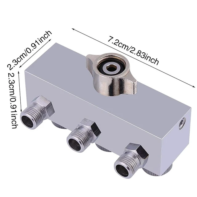 Alt view image 5 of 7 - Airbrush Air Hose Quick Disconnect Coupler, 3-Way Airbrush Air Hose Splitter Adjust Air Regulation Valve Knob