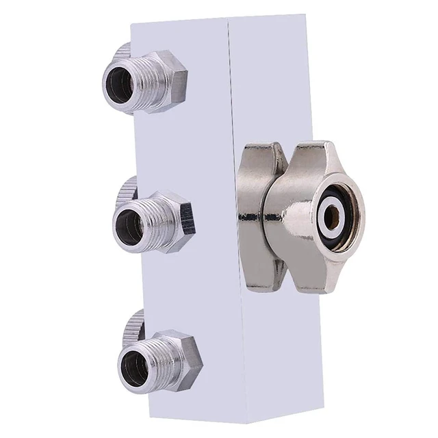 Alt view image 2 of 7 - Airbrush Air Hose Quick Disconnect Coupler, 3-Way Airbrush Air Hose Splitter Adjust Air Regulation Valve Knob