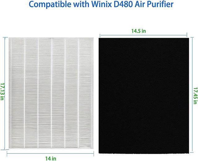 Alt view image 5 of 5 - BLUTENET D480 Replacement Filter D4 Compatible with Winix D480 Air Purifier, True HEPA D480 Filter and 4 Pack Activated Carbon Filters, Replace Part # 1712-0100-00, D4 Filter
