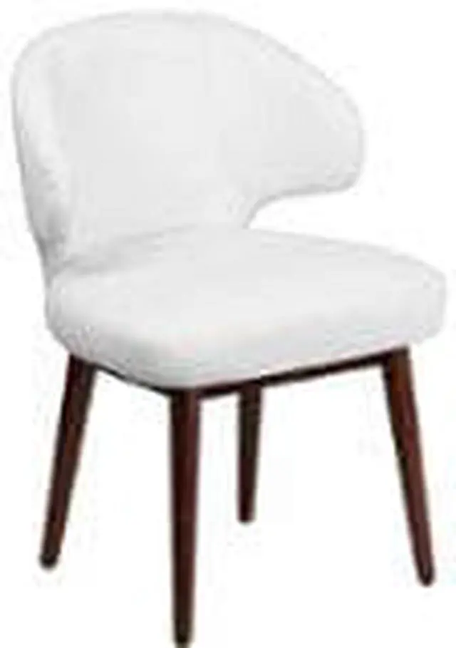 Alt view image 15 of 20 - Comfort Back Series White LeatherSoft Side Reception Chair with Walnut Legs