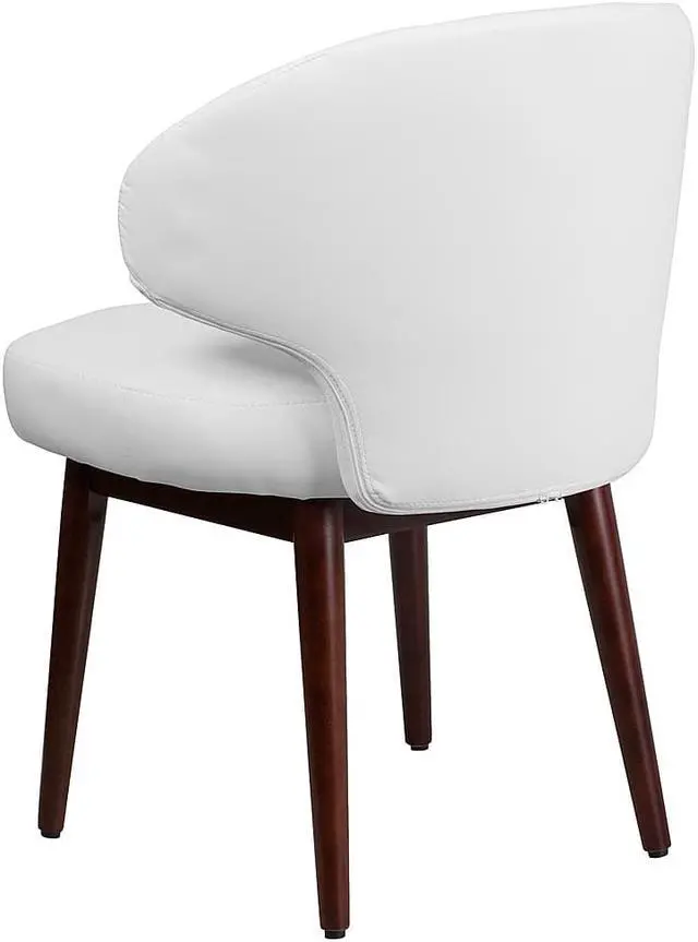 Alt view image 19 of 20 - Comfort Back Series White LeatherSoft Side Reception Chair with Walnut Legs