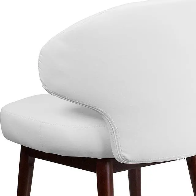 Alt view image 18 of 20 - Comfort Back Series White LeatherSoft Side Reception Chair with Walnut Legs