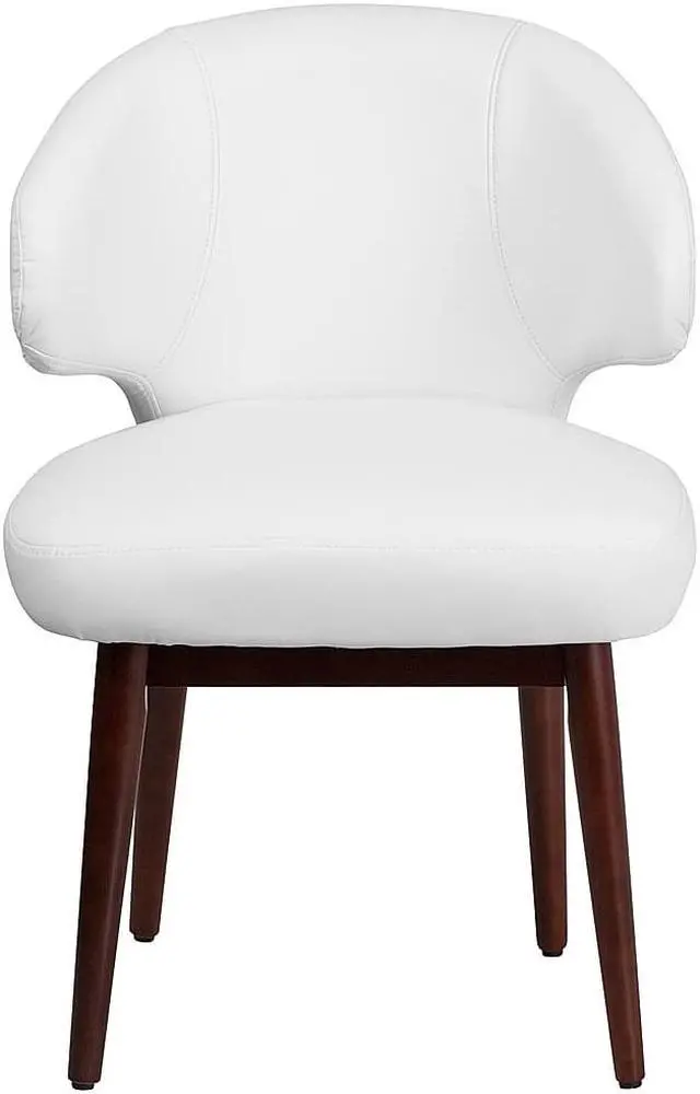 Alt view image 20 of 20 - Comfort Back Series White LeatherSoft Side Reception Chair with Walnut Legs