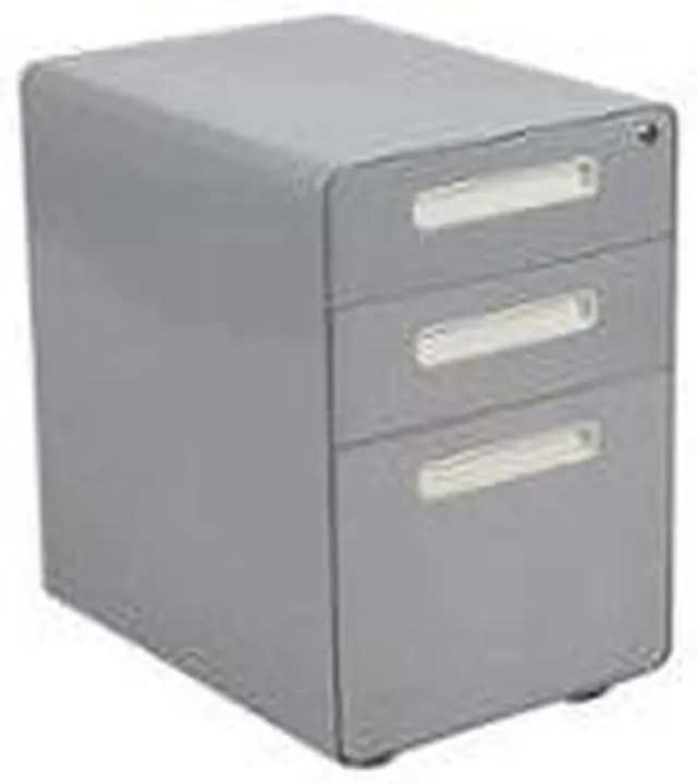 Alt view image 16 of 20 - Ergonomic 3-Drawer Mobile Locking Filing Cabinet with Anti-Tilt Mechanism and Hanging Drawer for Legal & Letter Files, Gray