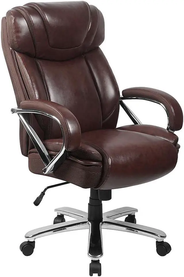 Alt view image 18 of 20 - Flash Furniture Hercules Series 500 lb Brown Leather Executive Swivel Office Chair with Extra Wide Seat