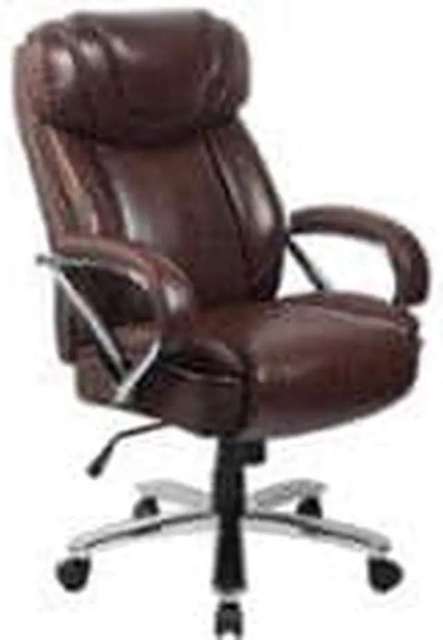 Alt view image 19 of 20 - Flash Furniture Hercules Series 500 lb Brown Leather Executive Swivel Office Chair with Extra Wide Seat