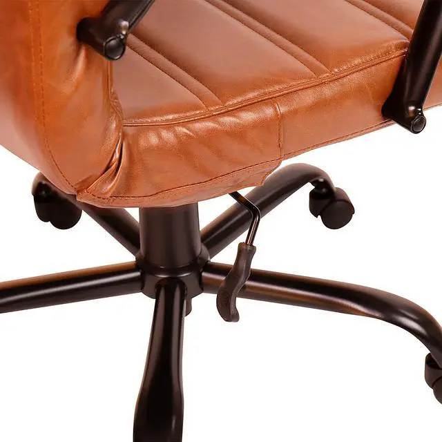 Alt view image 18 of 20 - High Back Brown LeatherSoft Executive Swivel Office Chair with Black Frame and Arms
