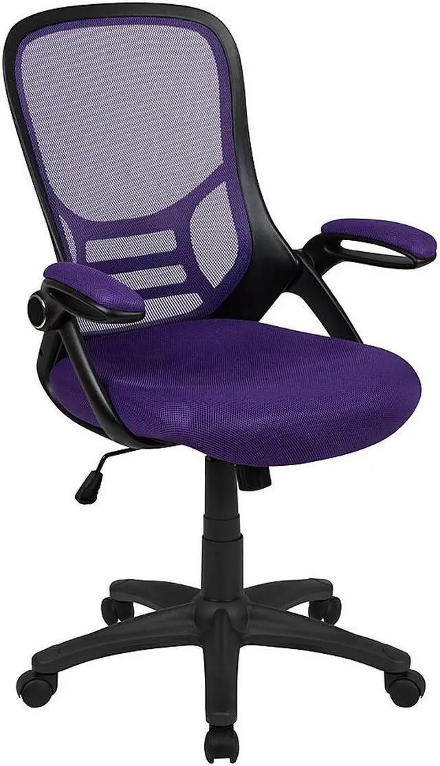 Alt view image 15 of 20 - Flash Furniture Porter Ergonomic Mesh Swivel High Back Office Chair Purple/Black (HL00161BKPUR)
