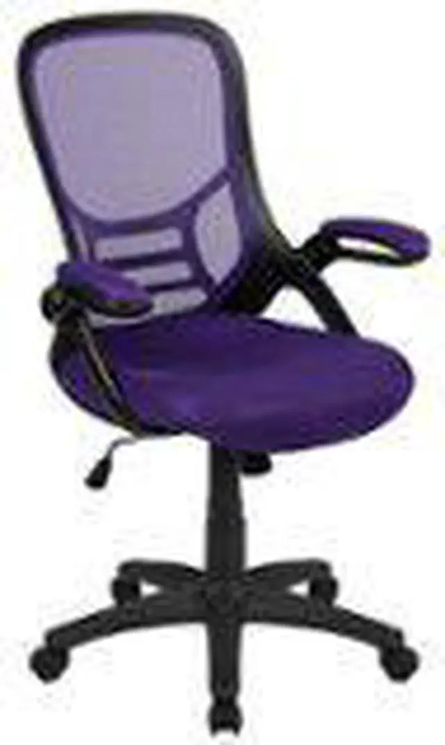 Alt view image 16 of 20 - Flash Furniture Porter Ergonomic Mesh Swivel High Back Office Chair Purple/Black (HL00161BKPUR)
