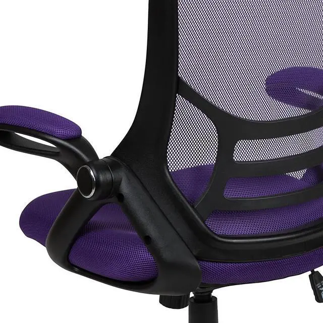 Alt view image 18 of 20 - Flash Furniture Porter Ergonomic Mesh Swivel High Back Office Chair Purple/Black (HL00161BKPUR)