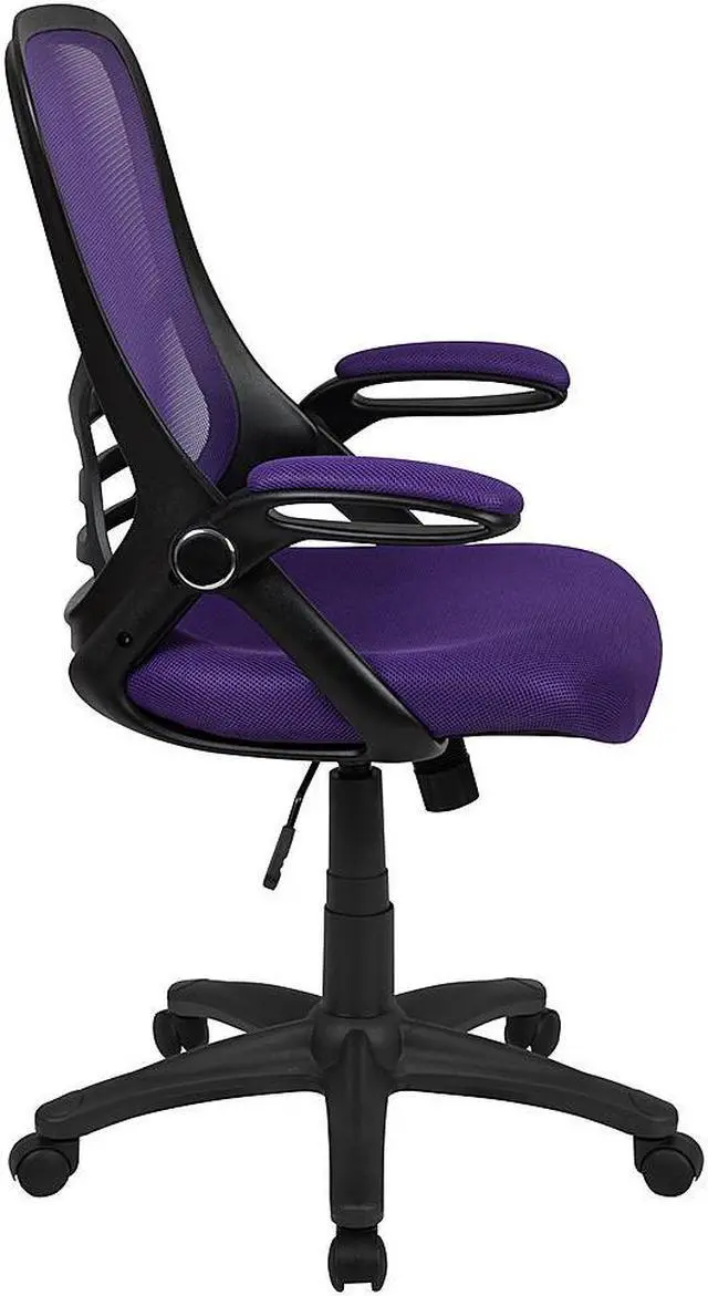 Alt view image 20 of 20 - Flash Furniture Porter Ergonomic Mesh Swivel High Back Office Chair Purple/Black (HL00161BKPUR)