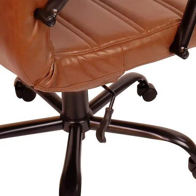 Alt view image 11 of 20 - Flash Furniture Whitney Ergonomic LeatherSoft Swivel Mid-Back Executive Office Chair Brown/Black (GO2286MBRBK)