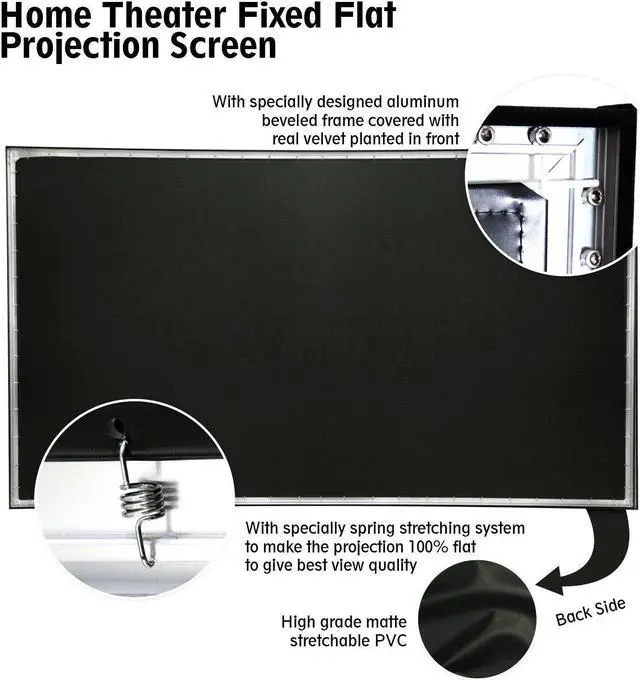 Alt view image 16 of 19 - Pyle PRJTPFL102 100 in. Home Theater Fixed Flat Projection Screen
