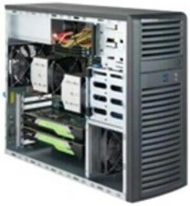 Alt view image 3 of 4 - Supermicro CSE-732D3-1K26B Black SC732D3 Tower Chassis with 1200W PS2 PWS