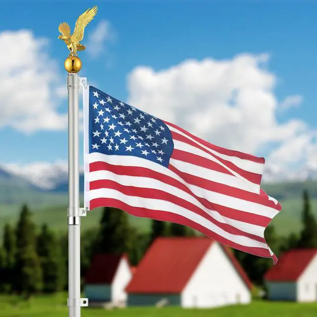 Alt view image 3 of 14 - 14" Flagpole Eagle Topper Finial Ornament For Telescopic Pole Gold Yard Outdoor