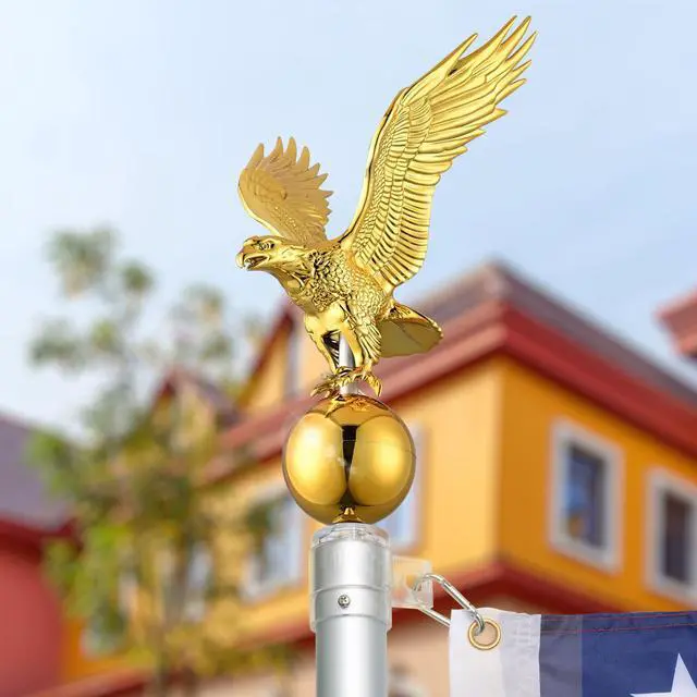 Alt view image 2 of 14 - 14" Flagpole Eagle Topper Finial Ornament For Telescopic Pole Gold Yard Outdoor