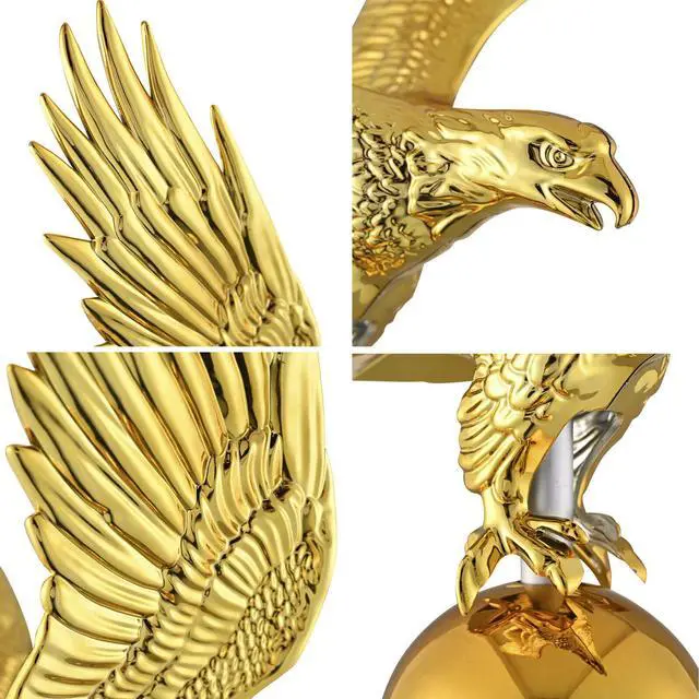 Alt view image 5 of 14 - 14" Flagpole Eagle Topper Finial Ornament For Telescopic Pole Gold Yard Outdoor
