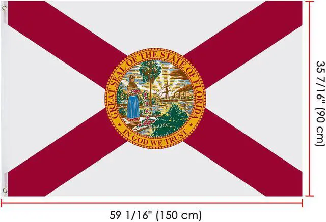Alt view image 7 of 14 - 3X5 Ft Florida State Flag Banner Polyester Fade Resistant Grommet Indoor Outdoor