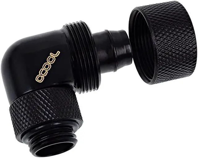 Alt view image 6 of 6 - Alphacool Eiszapfen 3/8" ID x 5/8" OD G1/4 90° Rotatable Compression Fitting - Black (17236)