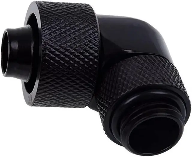 Alt view image 5 of 6 - Alphacool Eiszapfen 3/8" ID x 5/8" OD G1/4 90° Rotatable Compression Fitting - Black (17236)