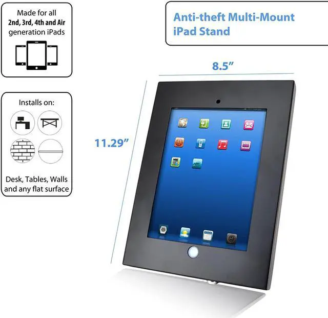 Alt view image 5 of 7 - Pyle Anti-Theft Tablet Security Case Holder - Metal Heavy Duty Multi Mount Tablet Kiosk, Mounts on Wall, Table, Desk w/ Landscape/Portrait Mounting, Designed for iPad 2, 3, 4, Air Tablets - PSPADLKW5
