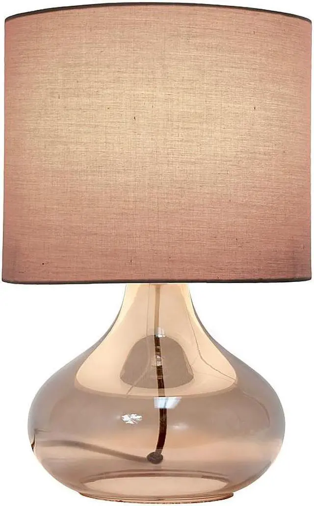 Alt view image 15 of 19 - Simple Designs Glass Raindrop Table Lamp with Fabric Shade, Smoke Gray with Gray Shade