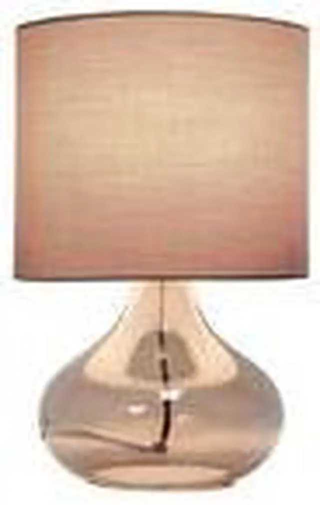 Alt view image 16 of 19 - Simple Designs Glass Raindrop Table Lamp with Fabric Shade, Smoke Gray with Gray Shade
