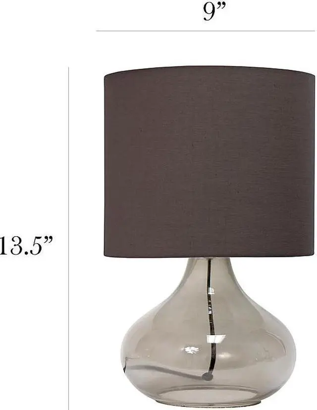 Alt view image 17 of 19 - Simple Designs Glass Raindrop Table Lamp with Fabric Shade, Smoke Gray with Gray Shade