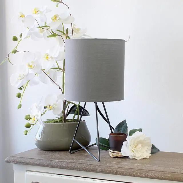 Alt view image 18 of 20 - Simple Designs Down to the Wire Table Lamp with Fabric Shade, Gray with Gray Shade