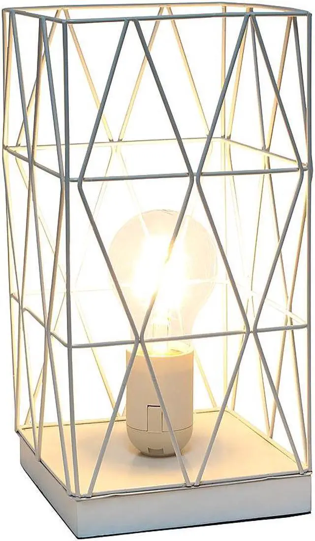 Alt view image 13 of 18 - Simple Designs White Geometric Square Metal Table Lamp