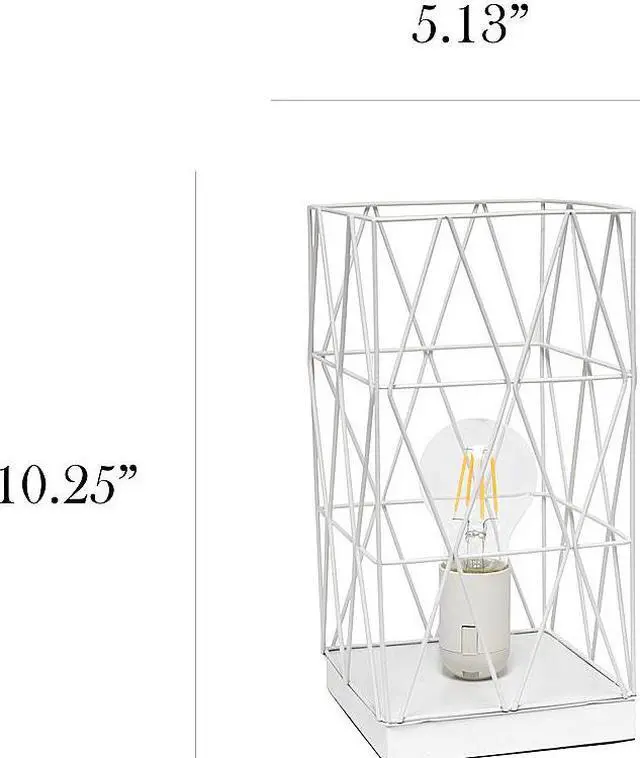 Alt view image 15 of 18 - Simple Designs White Geometric Square Metal Table Lamp