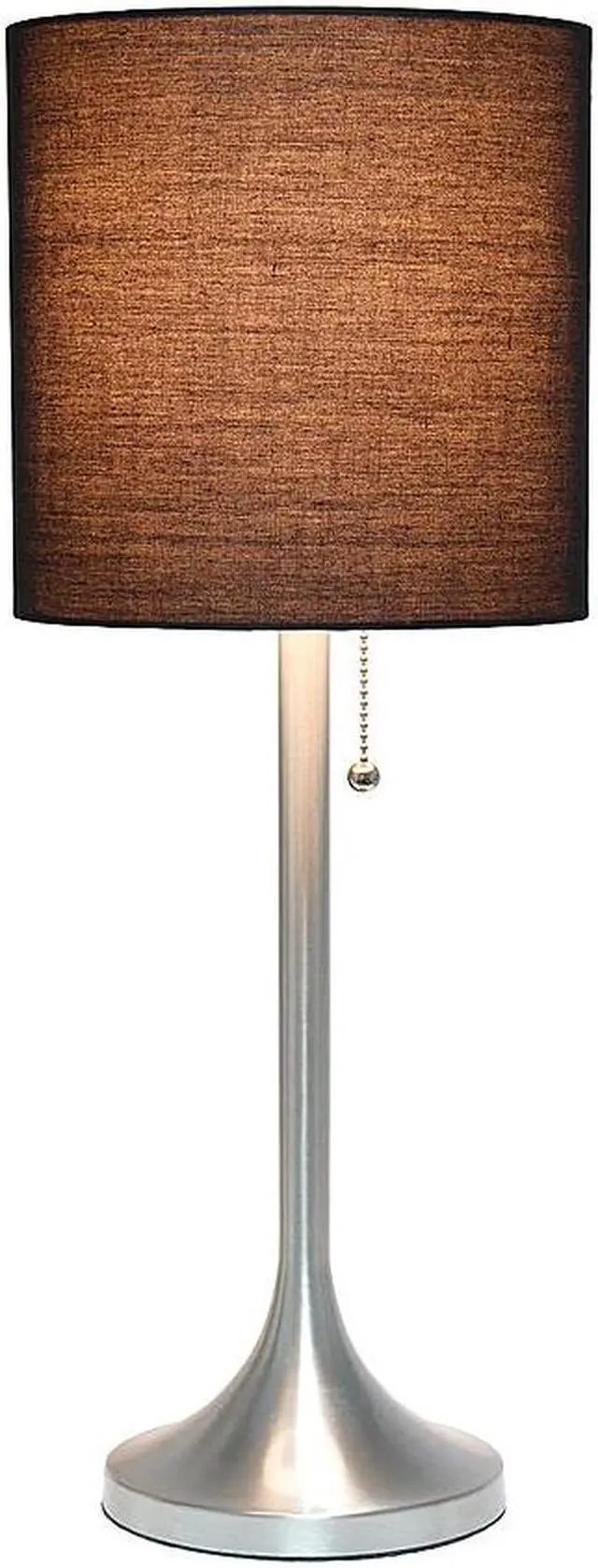 Alt view image 16 of 20 - Simple Designs Brushed Nickel Tapered Table Lamp with Black Fabric Drum Shade