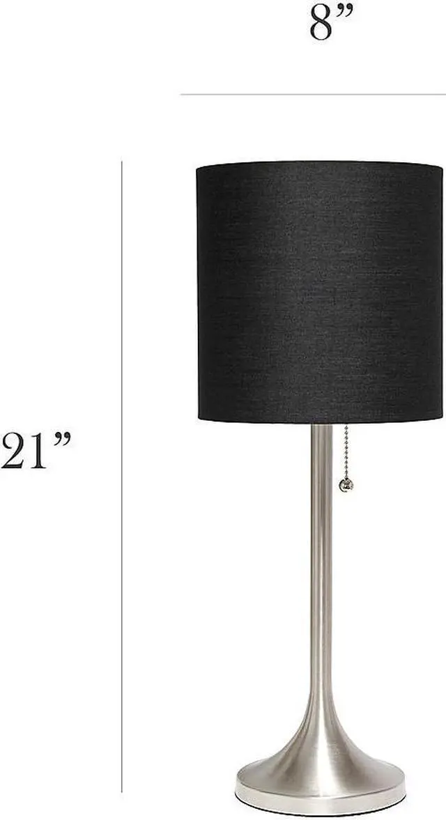 Alt view image 18 of 20 - Simple Designs Brushed Nickel Tapered Table Lamp with Black Fabric Drum Shade