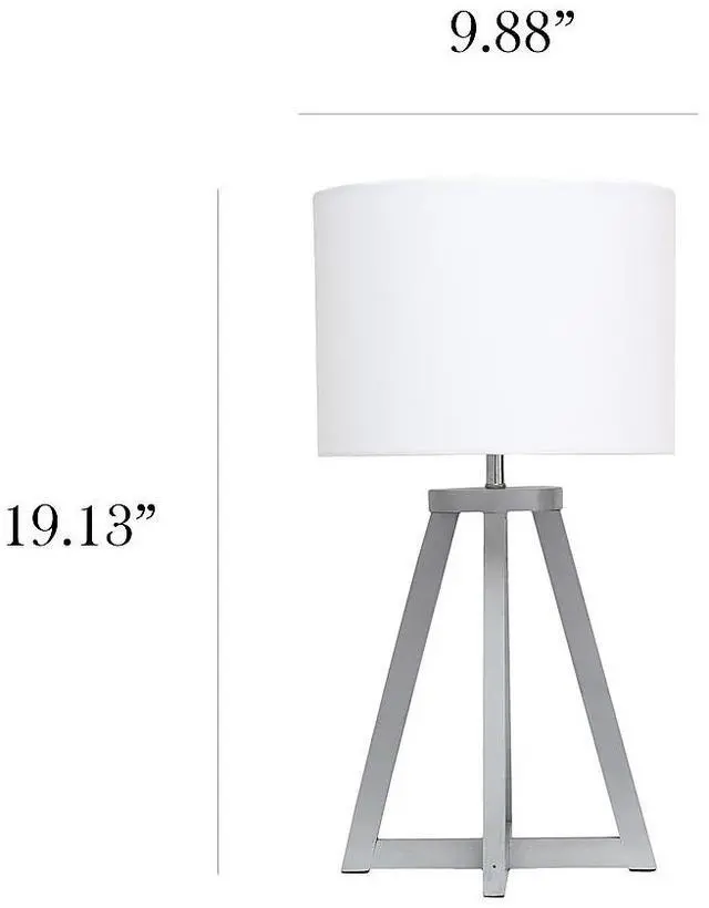 Alt view image 15 of 18 - Simple Designs Interlocked Triangular Gray Wood Table Lamp with White Fabric Shade