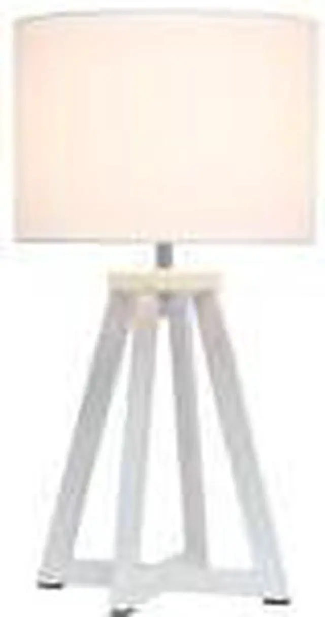 Alt view image 12 of 18 - Simple Designs Interlocked Triangular White Wood Table Lamp with White Fabric Shade