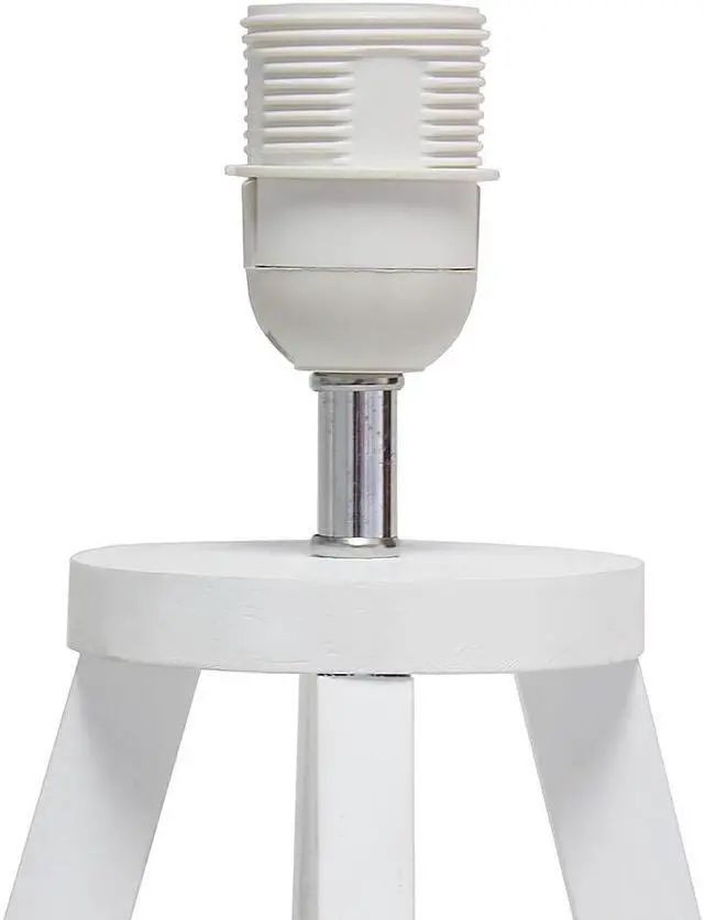 Alt view image 16 of 18 - Simple Designs Interlocked Triangular White Wood Table Lamp with Gray Fabric Shade