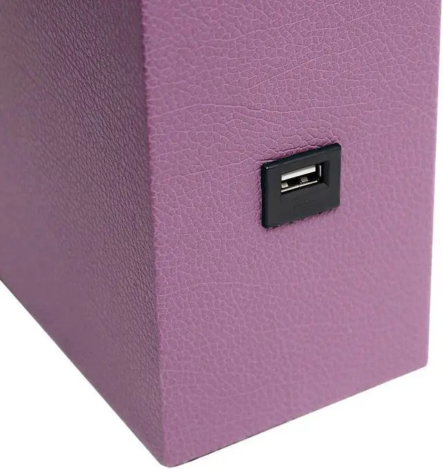 Alt view image 18 of 19 - Elegant Designs Modern Leather Table Lamp with USB and White Fabric Shade, Purple