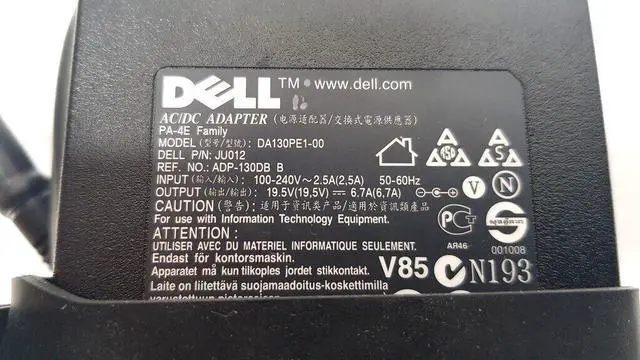 Alt view image 8 of 11 - Dell 130W AC Power Adapter 19.5V 6.7A VJCH5 JU012 WRHKW