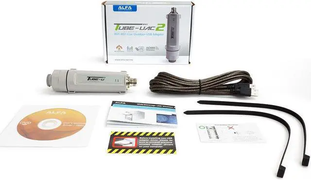 Alt view image 7 of 7 - Alfa Tube-UAC2 802.11ac Dual Band long range USB adapter+ 9 dBi omni antenna kit